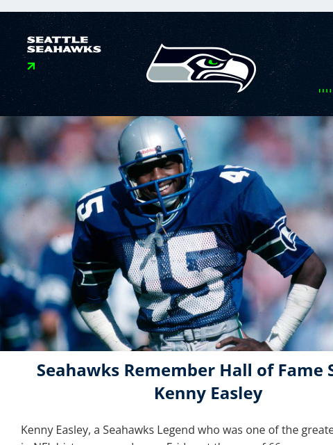 seahawksemail newsletter: Remembering Hall of Fame Safety Kenny Easley