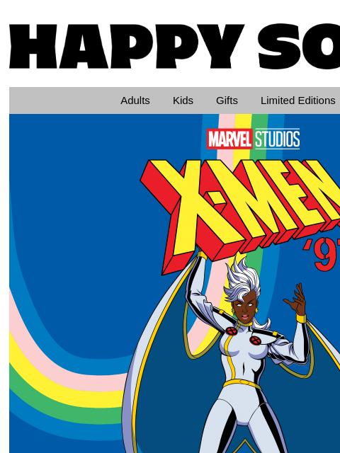 We've teamed up with none other than MARVEL to bring you the next step in feet fashion! Enter the X-Men collection, three unique and colorful styles recalling a classic comic book aesthetic! Happy