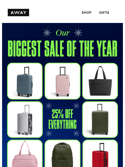 awaytravel newsletter: Our best sale of the year: 25% off everything