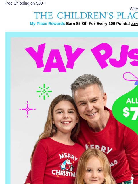 childrensplace newsletter: Don’t sleep on this 😴 $7.99 & up PJs!