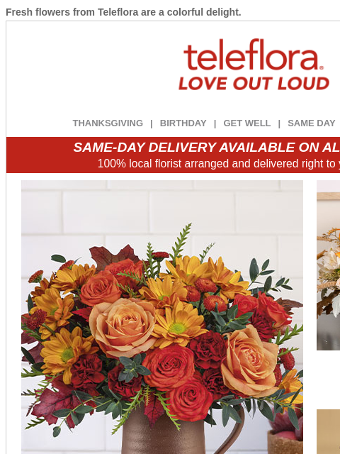 teleflora newsletter: Fall for Fabulous🍁🌽 25% Off Now
