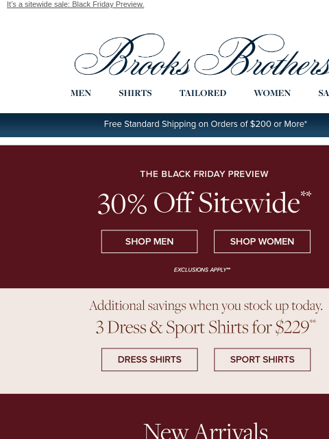 brooksbrothers newsletter: 30% off fresh arrivals