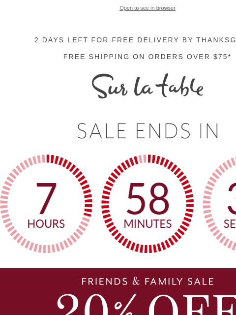 surlatable newsletter: Take 20% Off* Your Cart for a Limited Time