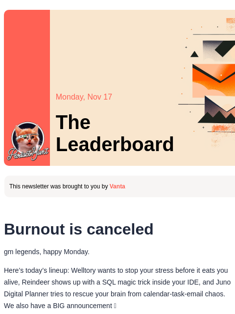 producthunt newsletter: 😸 RIP Golden Kitty Awards