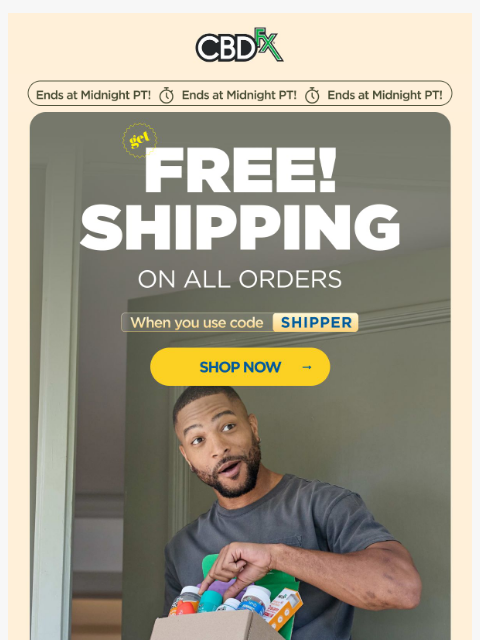 cbdfx newsletter: Hurry, Free Shipping Day's almost over! 🙀