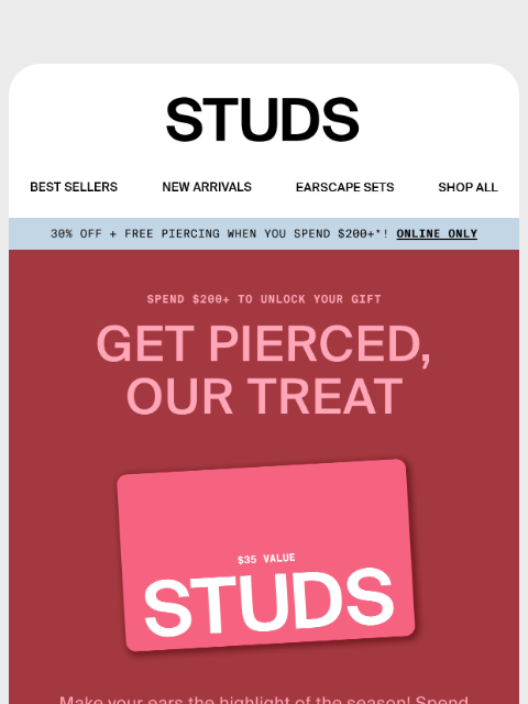 studs newsletter: Get pierced, our treat 🫶👂💖