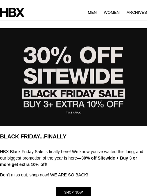 hbx newsletter: HBX BLACK FRIDAY SALE is finally here!