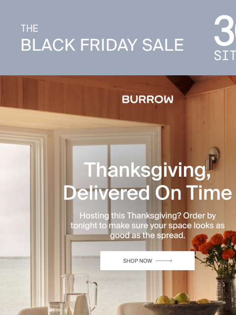 burrow newsletter: Last call for Thanksgiving delivery