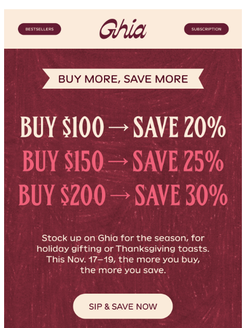 drinkghia newsletter: Unwrap Savings