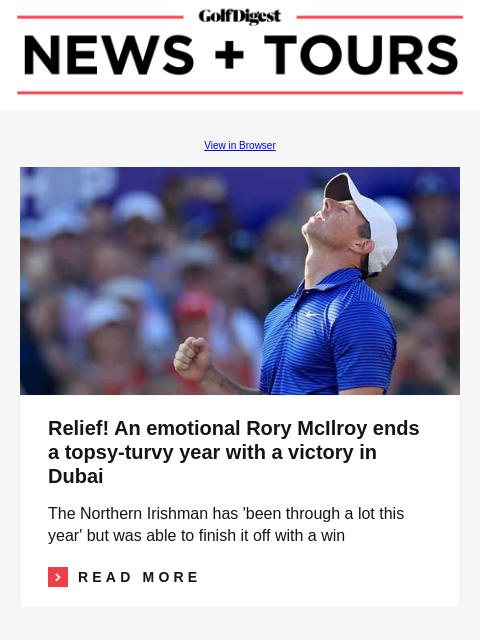 Odyssey makes presence known with unique putter design GolfDigest View in Browser Rory McIlroy Relief! An emotional Rory McIlroy ends a topsy-turvy year with a victory in Dubai The Northern Irishman