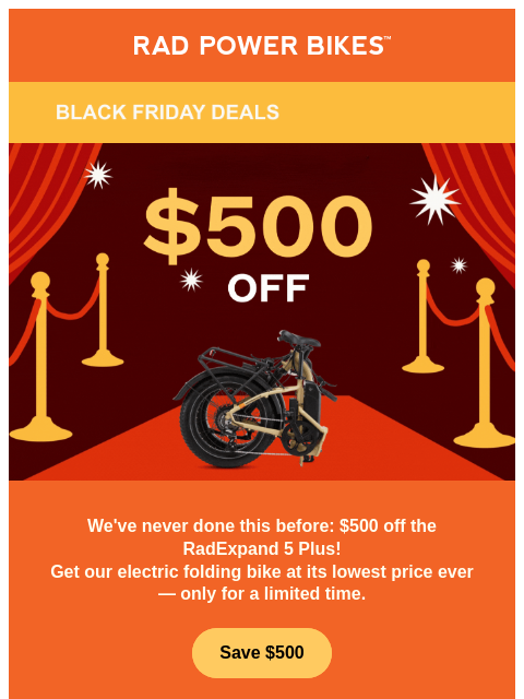 radpowerbikes newsletter: NEW 🤩 $500 Off 🤩 RadExpand 5 Plus