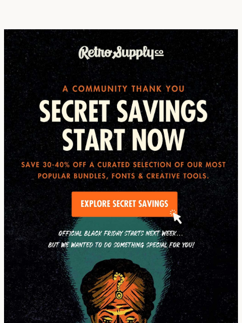 retrosupply newsletter: Secret Savings Event Starts Now