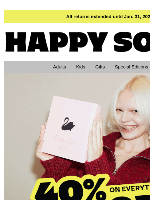happysocks newsletter: Black Friday—40% Off Bestsellers & Everything Else