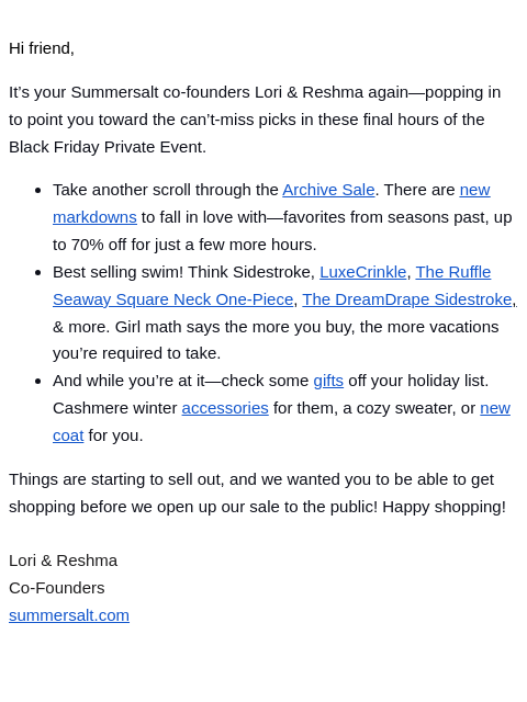 summersalt newsletter: We don’t want you to miss this 🫶