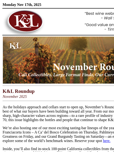 klwines newsletter: November’s Must-Haves: From Everyday Greats to Blu...