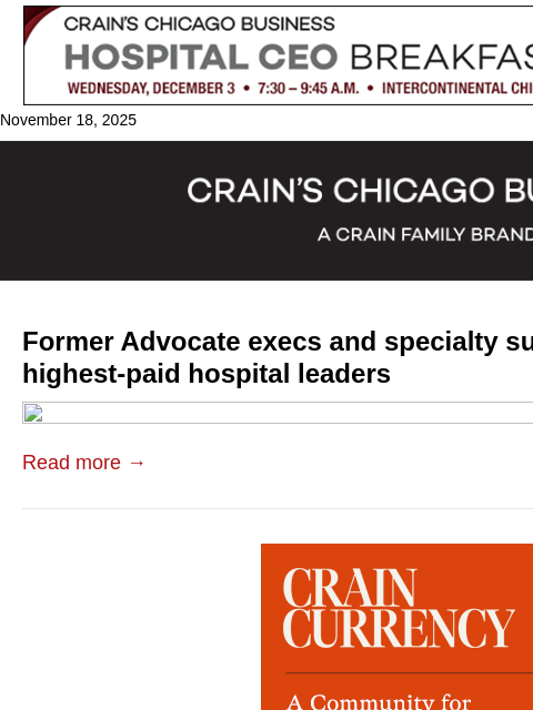 crainalerts newsletter: Highest-paid hospital execs and doctors