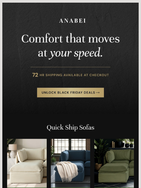 anabei newsletter: Quick Ship = Quick Upgrade 🛋️