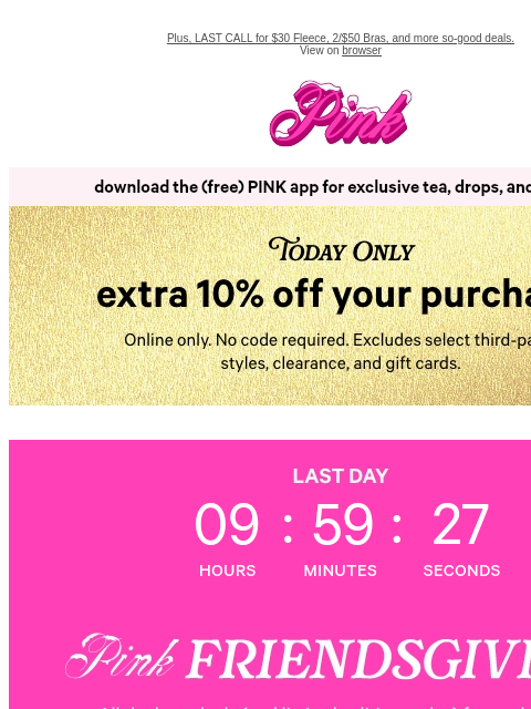 vspink newsletter: Final Hrs: 10/$40 🩲 + EXTRA 10% Off