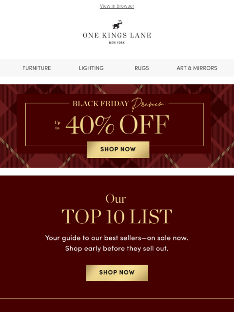 onekingslane newsletter: The Top 10 to Buy Now 💎 Up to 40% Off