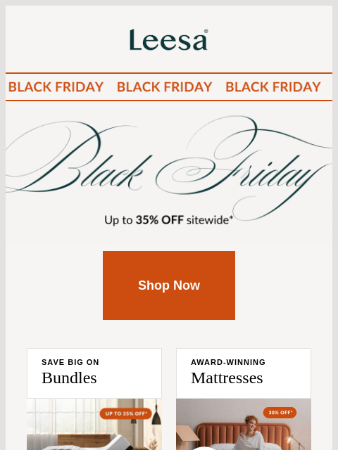 leesasleep newsletter: This is it: Up to 35% off sitewide starts now*