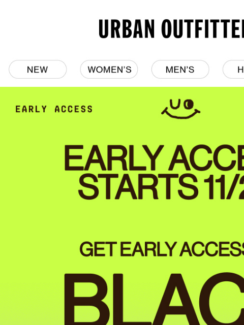 urbanoutfitters newsletter: get ready for Early Access to Black Friday!