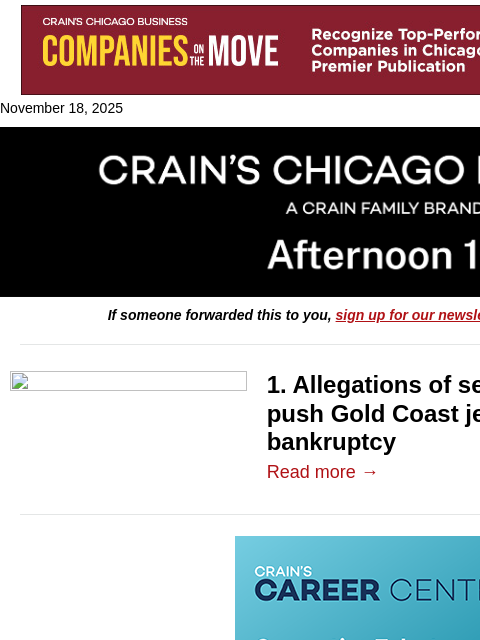 crainalerts newsletter: Secret diamond deals at center of bankruptcy