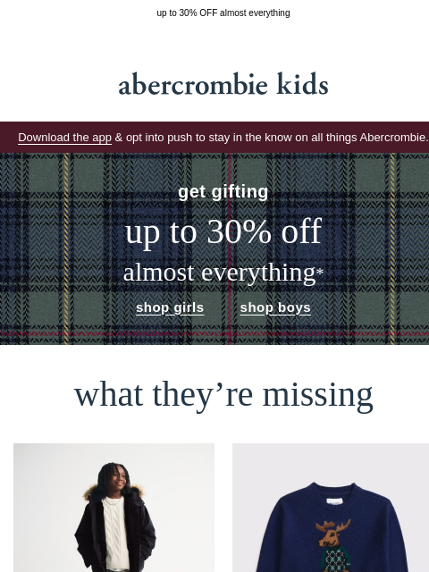 abercrombie newsletter: what your holiday shopping list needs →