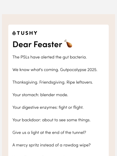 hellotushy newsletter: An open letter from your digestive system 📝