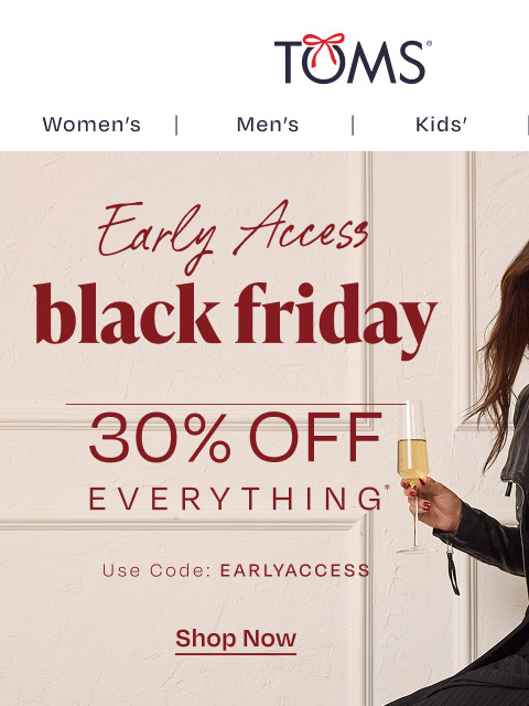 toms newsletter: 30% Off Everything—Sparkle & Shine This Holiday