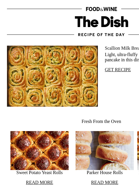 foodandwine newsletter: Scallion Milk Bread Rolls