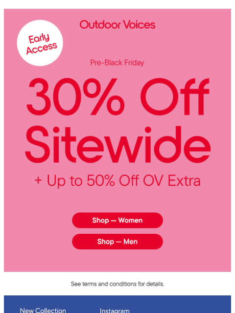 outdoorvoices newsletter: EARLY ACCESS STARTS NOW