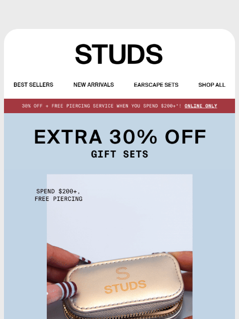 studs newsletter: Extra 30% Off Gift Sets 🎁✨
