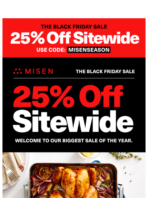 misen newsletter: 25% Off Everything - The Black Friday Sale