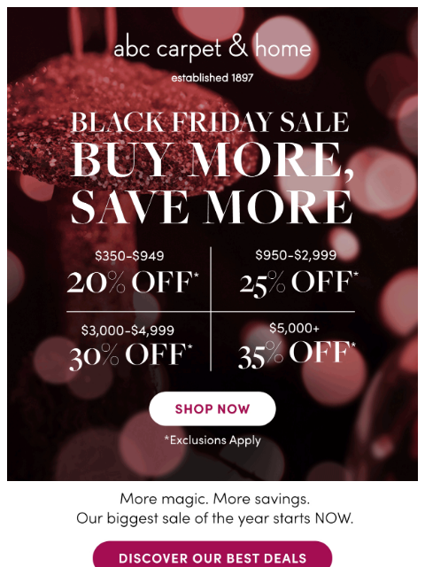 abchome newsletter: The Wait is Over. Black Friday Starts NOW!