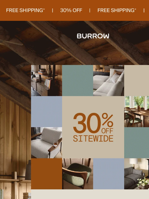 burrow newsletter: 30% Off is calling your name