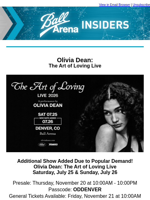 kroenkeentertainment newsletter: Olivia Dean & Meghan Trainor - Presales This Week!
