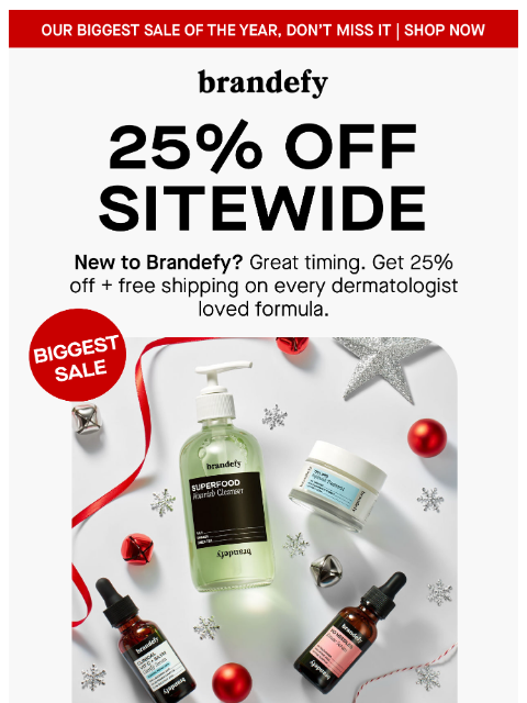 brandefyskin newsletter: JUST IN: 25% off everything