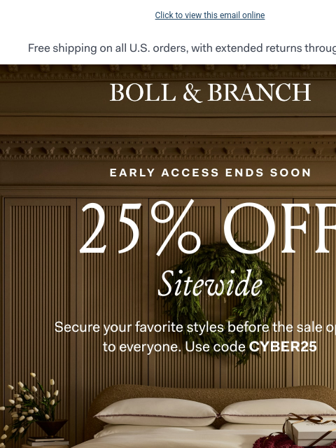 bollandbranch newsletter: Ends soon: early access to 25% OFF
