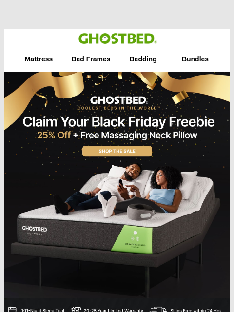 ghostbed newsletter: Claim Your Black Friday Freebie
