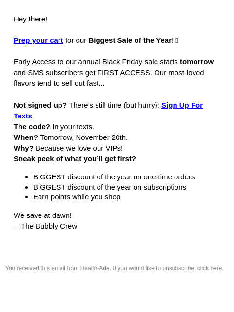 health-ade newsletter: Get ready for big savings, there