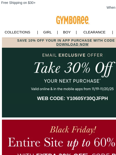 gymboree newsletter: A Very Merry 30% Off Coupon for You 🎄✨