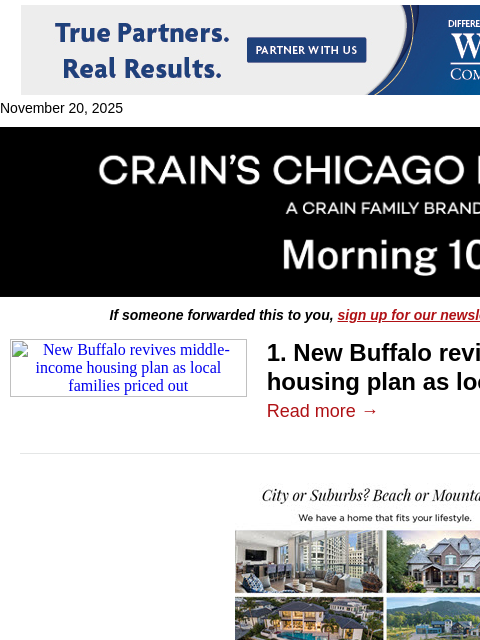 crainalerts newsletter: New Buffalo tries again on housing