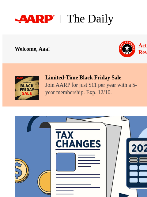 aarp newsletter: The Daily — 7 Big Tax Changes for the 2026 Tax Sea...