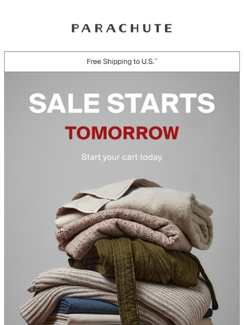 parachutehome newsletter: Get Ready: Our Biggest Sale Starts Tomorrow