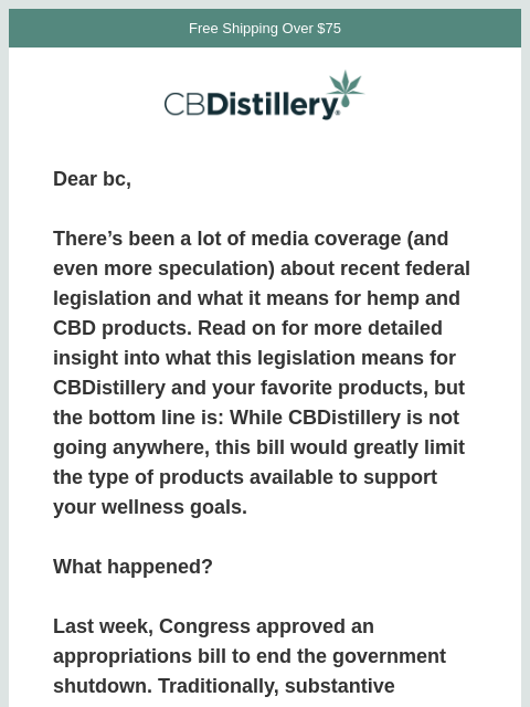 thecbdistillery newsletter: Important Hemp Legislation Update