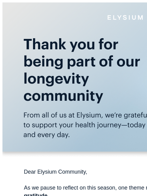 elysiumhealth newsletter: Gratitude always ages well