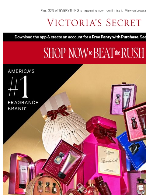 victoriassecret newsletter: 30% Off Fine Fragrance Gifts—It's ON