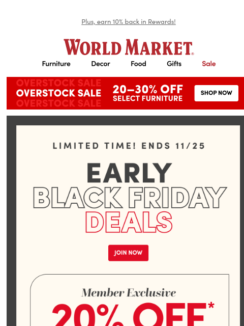 emailworldmarket newsletter: 💥EARLY BLACK FRIDAY: 20% off starts NOW