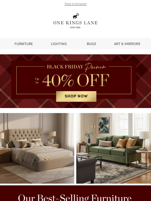 onekingslane newsletter: Sofas, Tables, Storage & More — Up to 40% Off