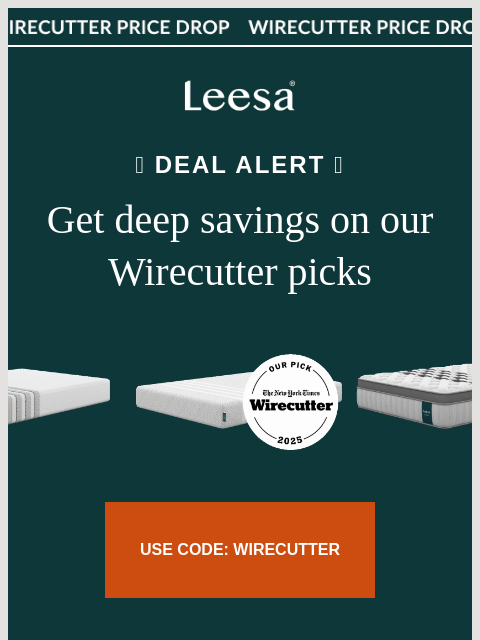 leesasleep newsletter: JUST DROPPED: Our exclusive Wirecutter deal is bac...